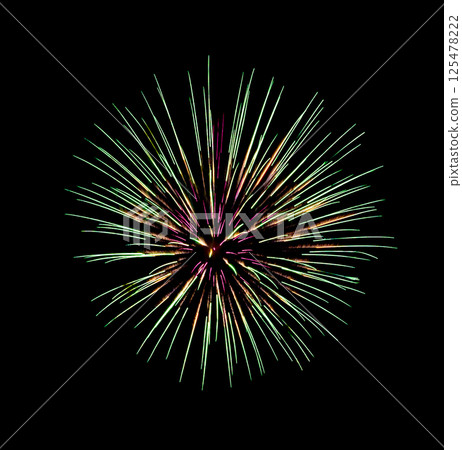 Colorful firework sparkling on black background for celebration and anniversary 125478222