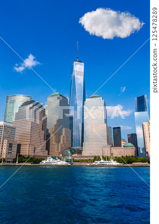 Manhattan skyline New York sunshine US 125478289
