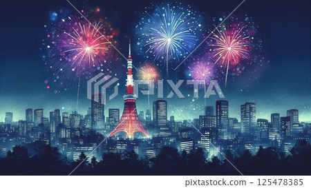 東京夜景和東京鐵塔 125478385