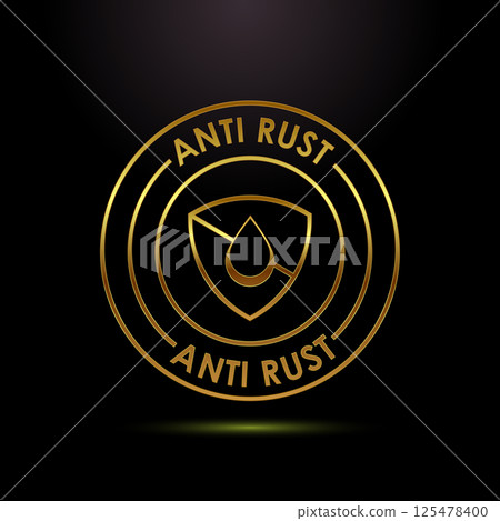Anti rust icon design illustration. Anti oxidation sign, Rust resistant  symbol in gold color style 125478400