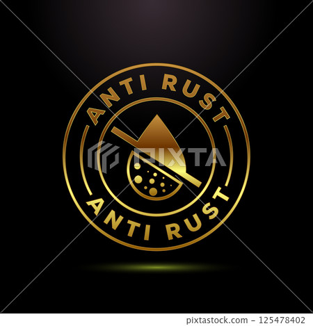 Anti rust icon design illustration. Anti oxidation sign, Rust resistant  symbol in gold color style 125478402