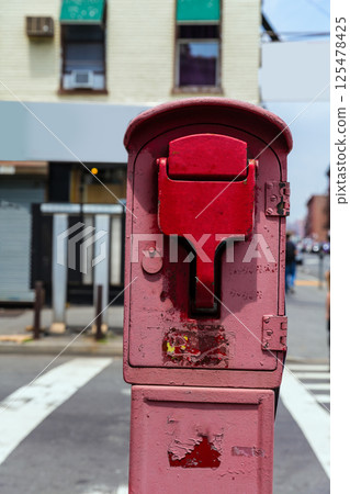 Brooklyn old Fire Alarm in red in Greenpoint NY 125478425