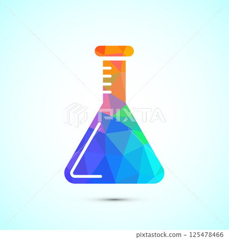 Lab flask icon design illustration, chemical flask icon sign symbol in low poly style 125478466