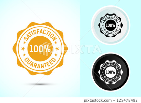 Satisfaction guaranteed icon design illustration, 100 percent satisfaction badge label sign in color, black and white Satisfaction guaranteed icon design illustration, 100 percent satisfaction badge label sign in color, black and white 125478482