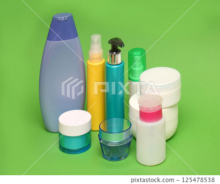 Colorful beauty toiletries bottles 125478538