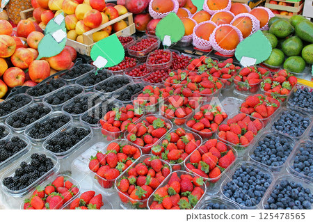 Fresh organic food on market 125478565