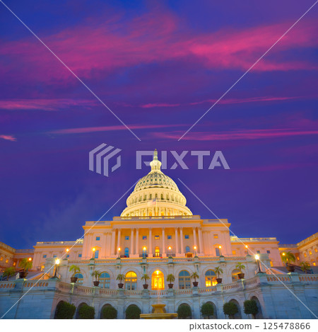 Capitol building Washington DC sunset US congress 125478866