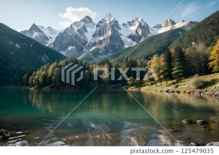 beautiful lake in the mountains 125479035