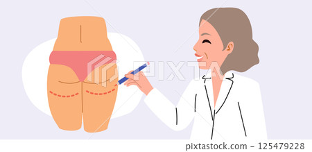 Female Doctor Planning Markings For Cosmetic Plastic Surgery Concept Vector Illustration 125479228