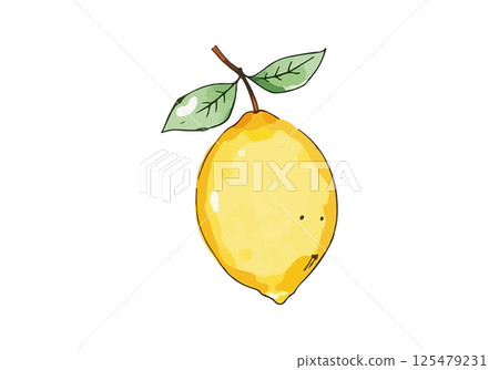 Lemon watercolor vector illustration. 125479231