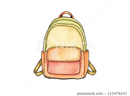 Backpack watercolor vector illustration. Backpack watercolor vector illustration. 125479247
