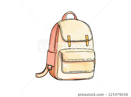 Backpack watercolor vector illustration. Backpack watercolor vector illustration. 125479248