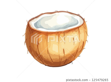 Coconut watercolor vector illustration. 125479265