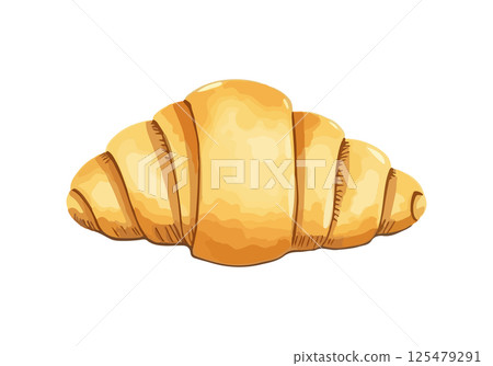 Croissant watercolor vector illustration. 125479291