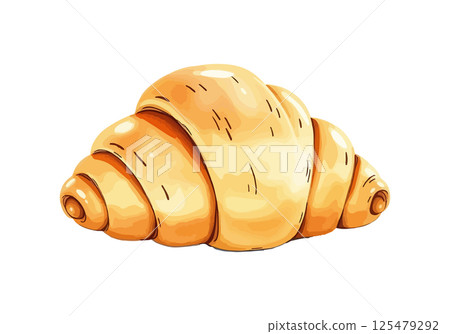 Croissant watercolor vector illustration. 125479292
