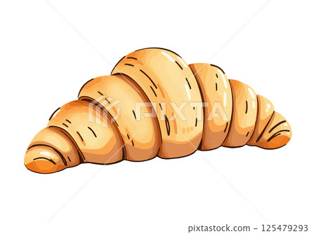 Croissant watercolor vector illustration. Croissant watercolor vector illustration. 125479293