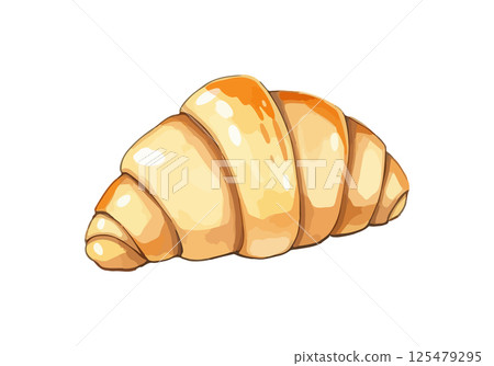 Croissant watercolor vector illustration. 125479295