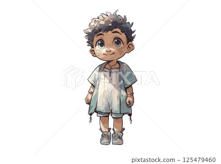 Little boy watercolor vector illustration. 125479460