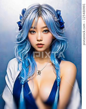 Young woman taking a selfie, live broadcast, Instagram-worthy [AI-generated image] 125480991