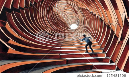 Abstract spiral staircase 125481306