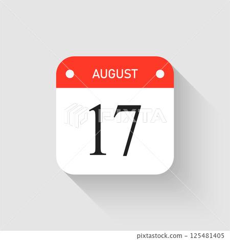 Vector icon page day calendar - 17 August month Vector icon page day calendar - 17 August month 125481405