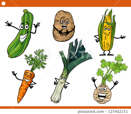 cartoon vegetables food objects characters collection cartoon vegetables food objects characters collection 125482251