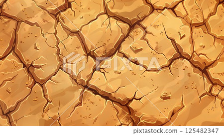 Close up of a cracked and broken surface. The cracks are deep and wide, and the surface is rough and uneven Close up of a cracked and broken surface. The cracks are deep and wide, and the surface is rough and uneven 125482347