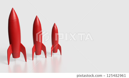 The Red rocket on white Background 3d Rendering. 125482961