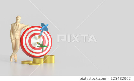 The Blue eye target and gold coins for Business concept 3d rendering. 125482962