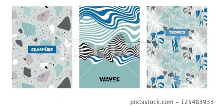 Set of seamless abstract patterns with texture stone in vector 125483933