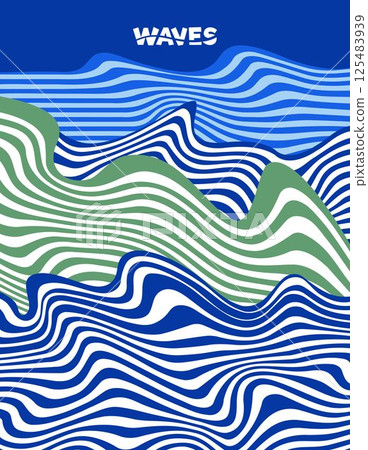 Abstract black and white stripe and wave design for copybook 125483939