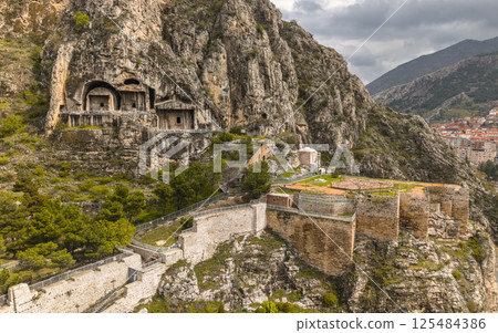 Aerial view of Pontic Kings Rock Tombs 125484386