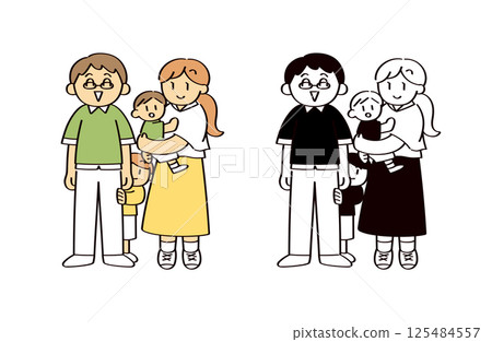 Illustration set of a family of four Illustration set of a family of four 125484557