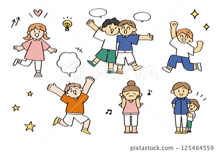 Bright kids illustration set 125484559