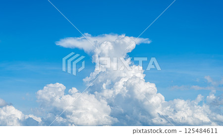 A majestic sea of clouds and cumulonimbus clouds floating in the blue sky 125484611