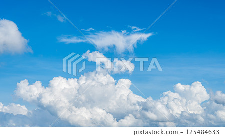 A majestic sea of clouds and cumulonimbus clouds floating in the blue sky 125484633