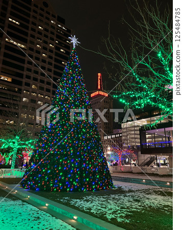 Festive Christmas Tree in Downtown Salt Lake City Adorned with Holiday Lights Festive Christmas Tree in Downtown Salt Lake City Adorned with Holiday Lights 125484785