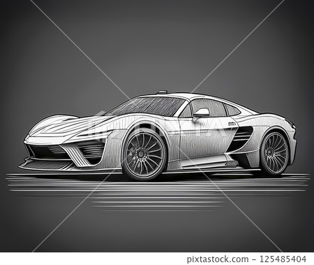 跑車設計圖像素材-鉛筆 125485404