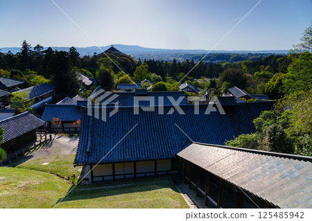 東大寺院內和奈良市沐浴在東大寺森林二月堂的柔和春日陽光下 東大寺院內和奈良市沐浴在東大寺森林二月堂的柔和春日陽光下 125485942