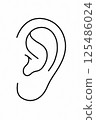 簡單的耳朵線圖（黑白） 125486024