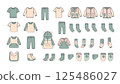 嬰兒及兒童服裝套裝（簡單插圖） 125486027