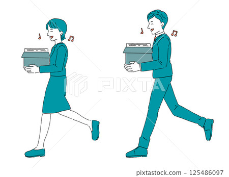 A man and woman in suits happily working A man and woman in suits happily working 125486097