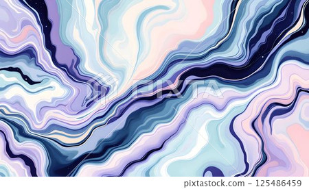 A striking psychedelic background created by an abstract fluid design with a calm colors wave pattern 125486459