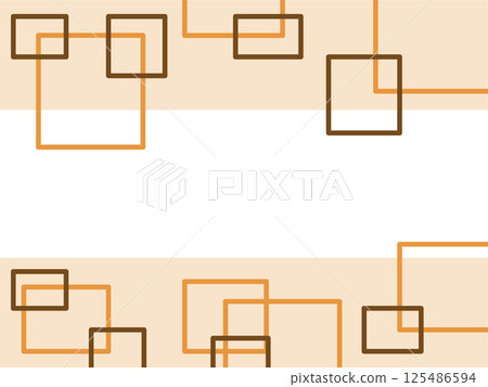 Background of overlapping geometric patterns, rectangular border, orange 125486594