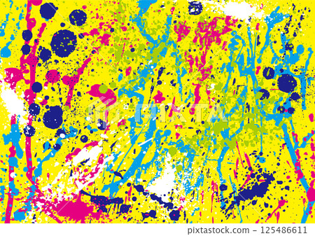 A yellow background with colorful splashes A yellow background with colorful splashes 125486611