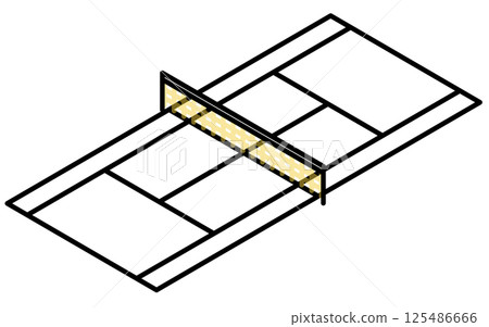 Simple line drawing isometric illustration of a tennis court 125486666