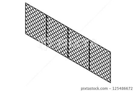 簡單的線條繪製鏈環圍欄的等距圖 125486672
