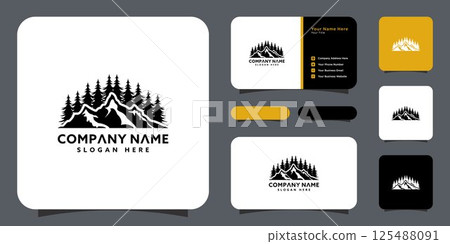 mountain logo vector design and business card 125488091