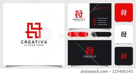 initial letter H logo line style vector design initial letter H logo line style vector design 125488143