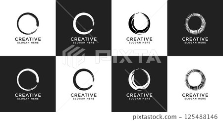 zen circle set elements . ink grungy watercolor pattern painting design zen circle set elements . ink grungy watercolor pattern painting design 125488146